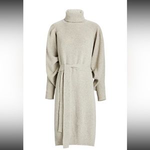Magali Pascal Ambar Belted Wool-cashmere Midi Dress, Beige, size Large, NWT, New